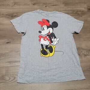 Minnie Mouse Shirt Men Medium Gray Crew Neck Graphic Tee Short Sleeve Disney